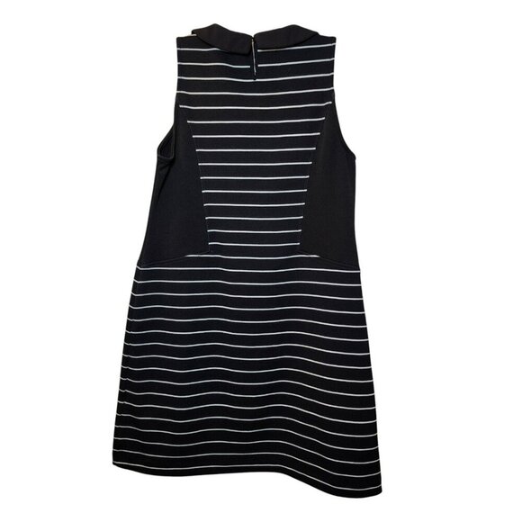 ELLE Dress Small Black White Striped Sleeveless Peter Pan Collar 32" Preowned - Picture 7 of 10